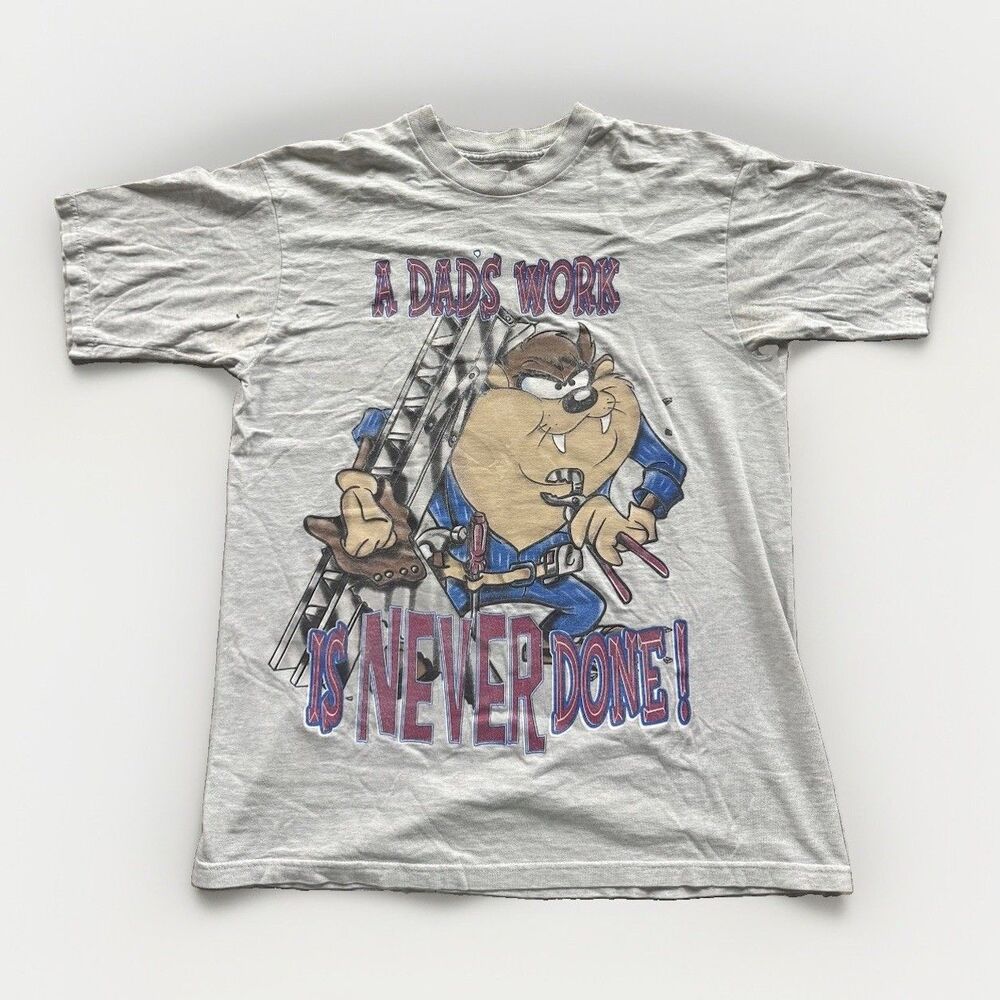 Vintage Looney Tunes Shirt Mens Large Taz A Dad's Work is Never Done 90s
